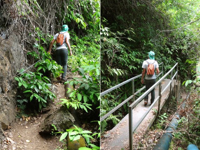 Passages sur la petite passerelle ou sécurisé par un câble