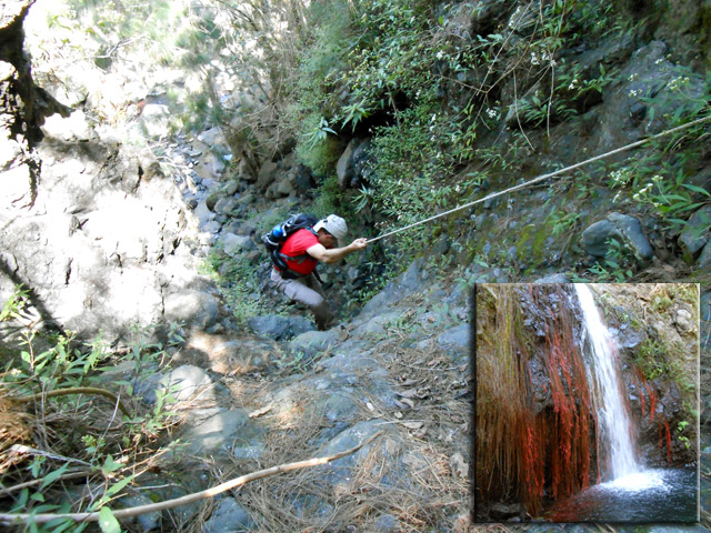 Seul passage délicat pour cette balade le long du Bras l'Eustache. Passage de la cascade