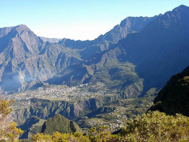 Récompense à l'arrivée au Dimitile avec le panorama sur le Cirque de Cilaos