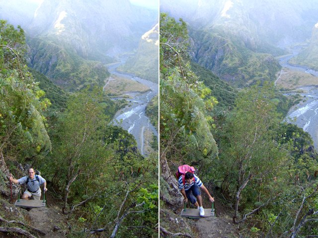 Passage d'une échelle avec Deux Bras dans le fond