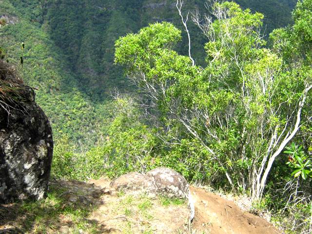 Une portion vertigineuse. Le sentier passe à 10 cm du bord