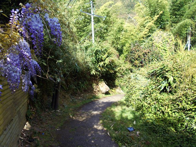 Après la mairie, le sentier frôle des cases du village