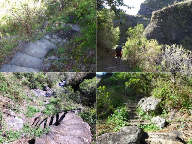 Forte descente en direction des Orangers ou le long de la Ravine de la Brèche