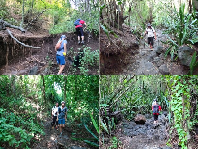 Quelques étapes de la remontée de la Ravine Mila