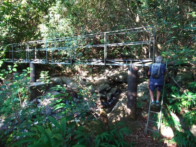 Le Bras du Bernica se traverse par le gué ou, plus ludique, par la petite passerelle