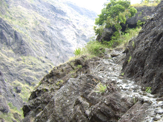 Le sentier de remontée au Bronchard est parfois raide ou vertigineux
