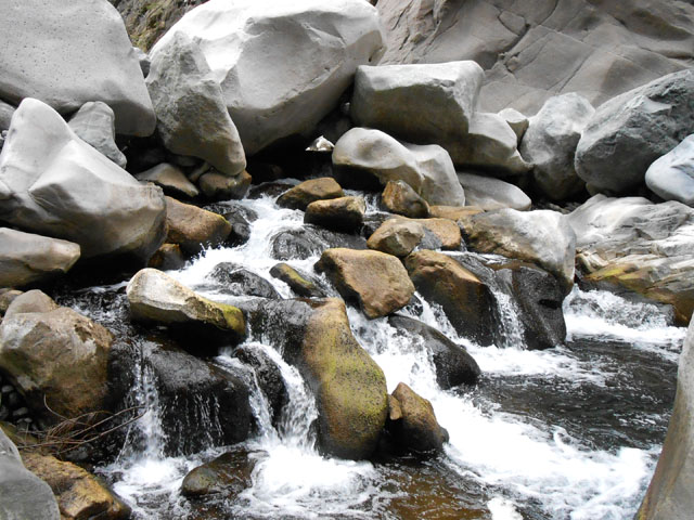 Peu d'eau en cette saison dans le Bras Rouge en-dessous de la Chapelle