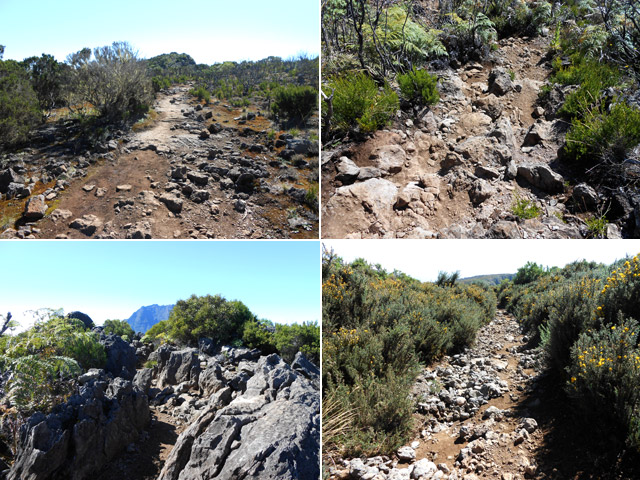 Beaucoup de cailloux lors de la descente le long du rempart