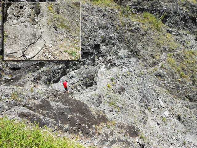 Le passage délicat mais sans grand danger de l'ancien éboulis