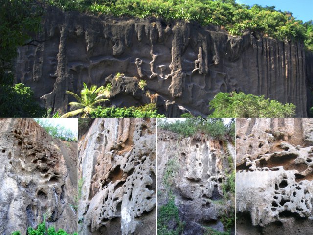 La falaise de pouzzolane est toujours un spectacle