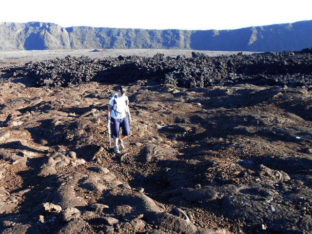 Le nouveau sentier évite cette coulée qui a englouti la Chapelle de Rosemont