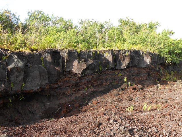 Une idée de l'épaisseur de la coulée de 1977