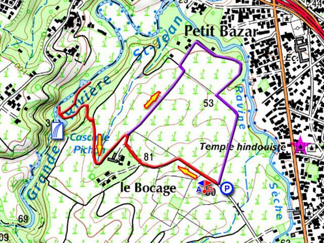 Le circuit violet complète cette courte sortie par une balade dans les cannes