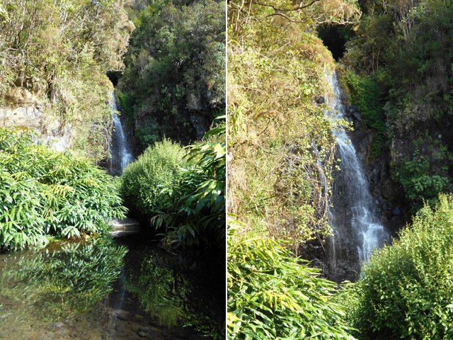 Le bassin à traverser pour atteindre la chute. Danger.