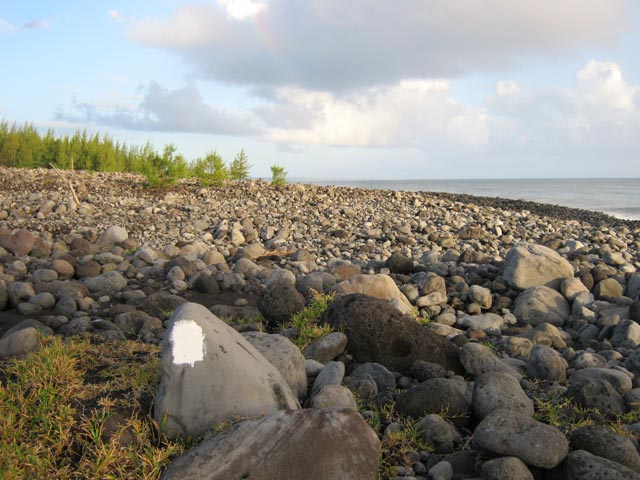 Quelques balises blanches lors de la traversée de la Rivière de l'Est