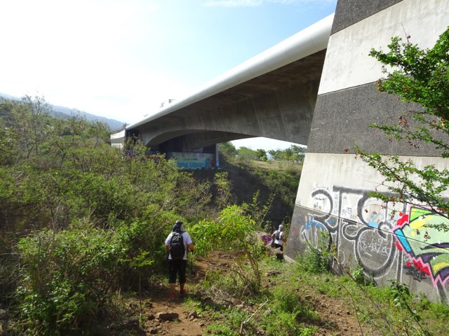 Passer sous le pont de la Ravine Tabac pour entamer la descente vers la mer