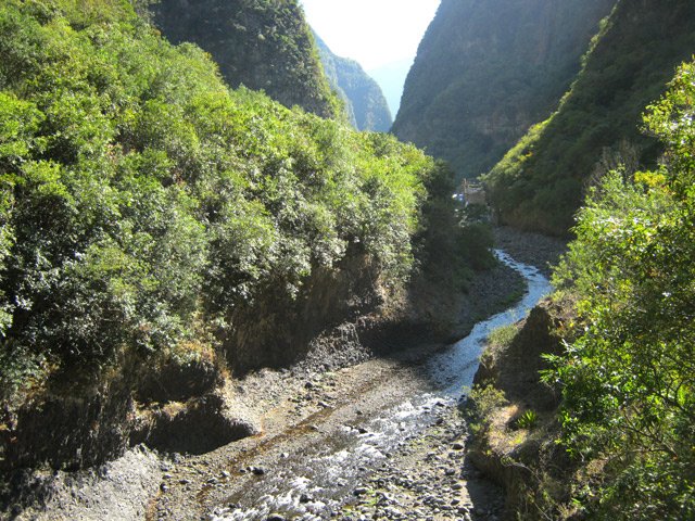 La vallée du Bras de la Plaine vue de la passerelle