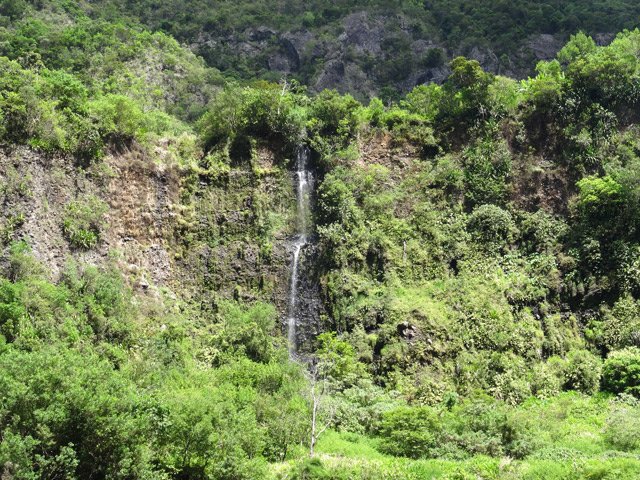 La fin de la Ravine Mal au Ventre qui se termine en fine cascade