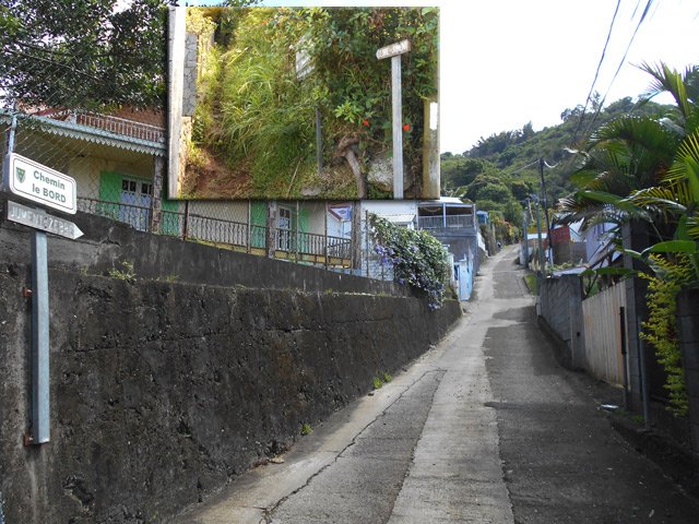 Très forte montée du Chemin le Bord et début du sentier au numéro 45