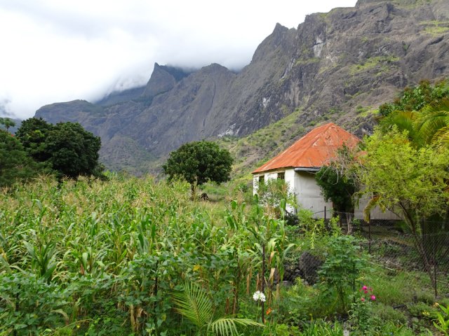 Quelques petits champs entourent l'îlet