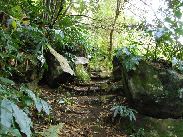 Quelques marches entre les roches facilitent la montée