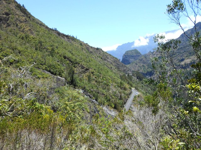 La route de Cilaos durant la montée