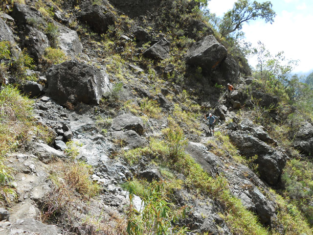 Longue section caillouteuse ...