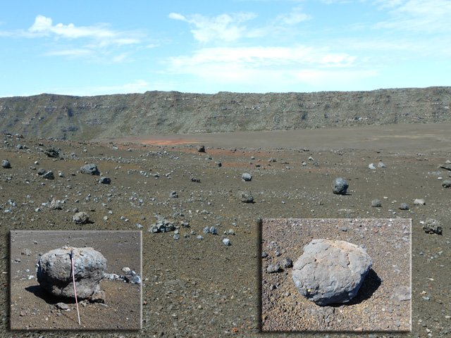 Les flancs du Piton Chisny sont recouverts de bombes volcaniques