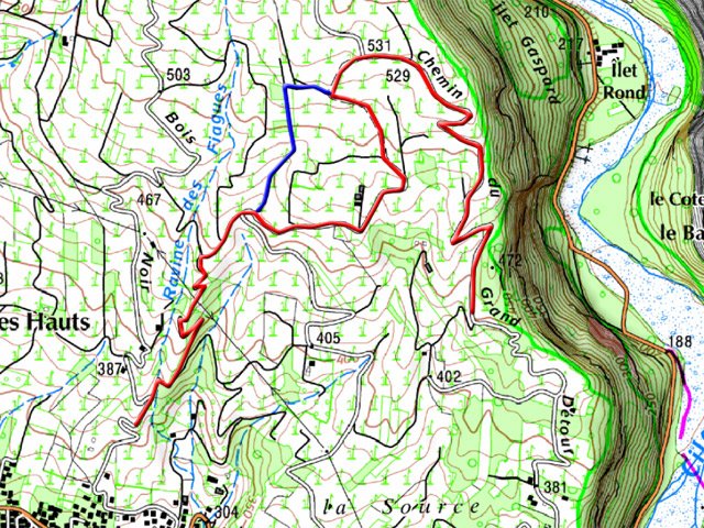 En bleu la piste un peu trop envahie, pour les amateurs
