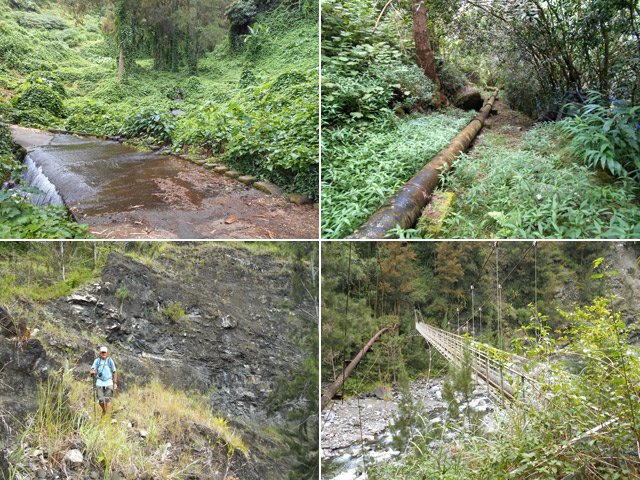 La descente également abrupte vers la passerelle