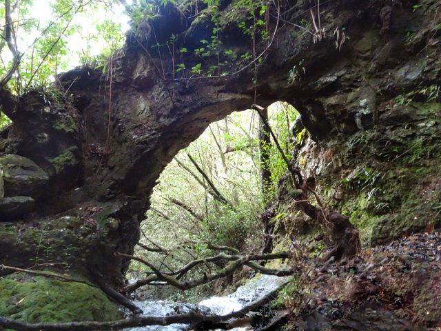 Deux sentiers mènent à l'arche qui domine la cascade