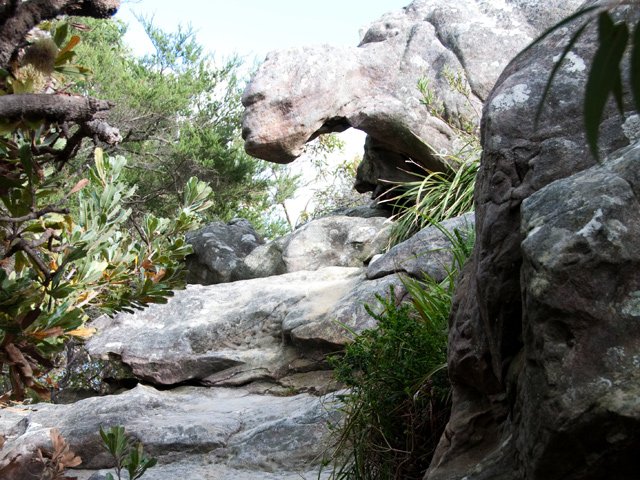 Le sentier passe sur les roches plates