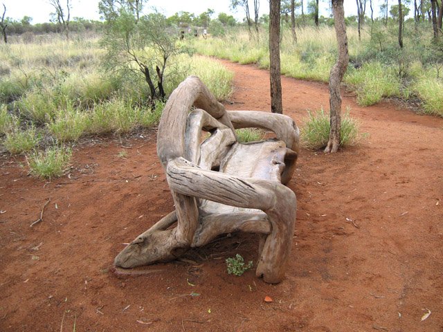 Un banc original en bois d'eucalyptus