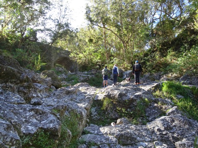 Arrivée au pont de la RF des Tamarins. La sortie est en amont du pont, rive gauche