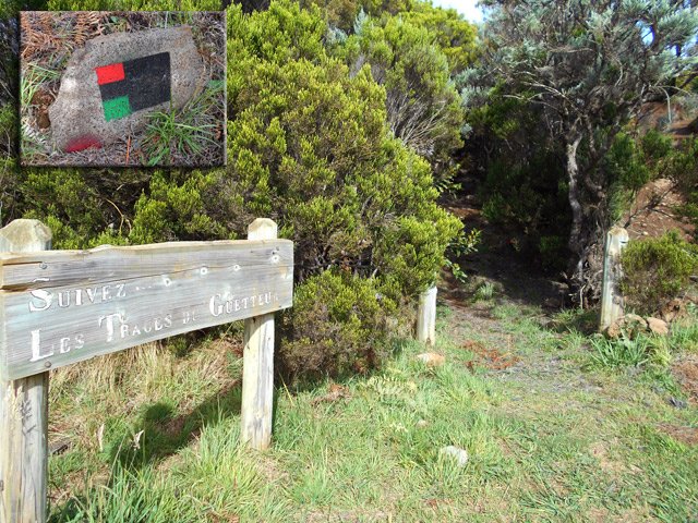 Premiers indices à l'approche du Camp Marron avec balises peintes