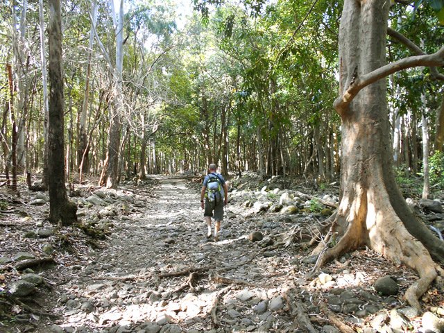 Poursuite en légère montée sur des cailloux