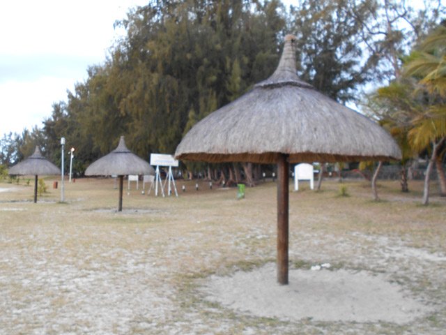 La plage continue mais on la quitte à ces parasols