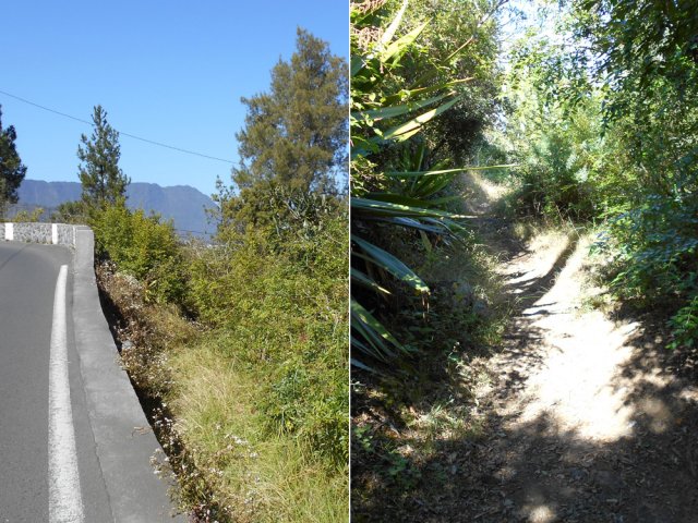 Le sentier de raccourci dans le virage pour rejoindre l'église de la ville