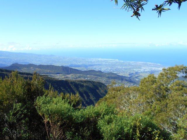 A 1800 m, vue du Piton de Mont Vert jusqu'à l'Etang Salé les Bains