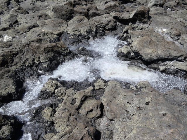 Du sel dans une flaque asséchée