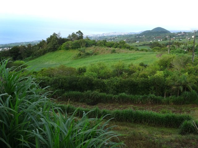 Vue sur Saint-Pierre et le Piton de Mont Vert depuis les antennes