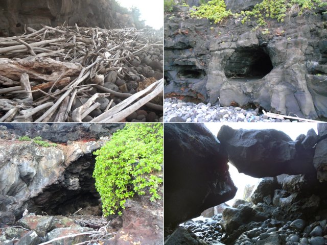 Abords de la plage de galets pittoresque connue seulement des pêcheurs