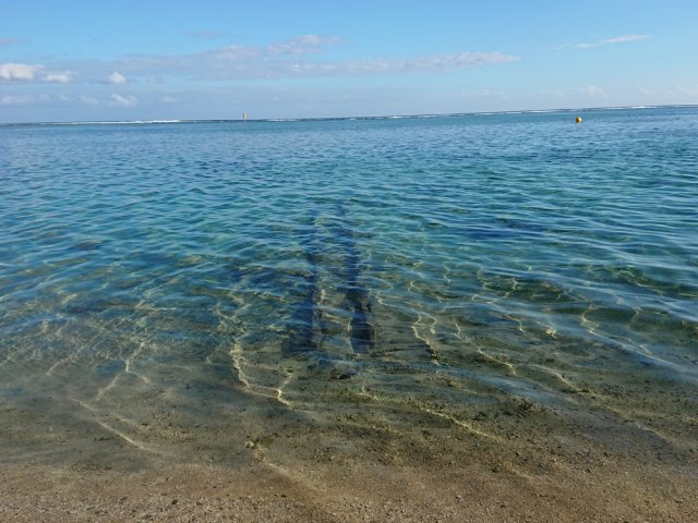 Vestiges de rails sur la plage de Trou d'Eau