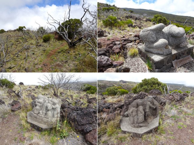 Le sommet du Piton Rouge et les sculptures de Gilbert Clain