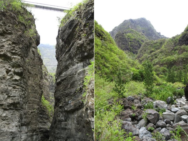 L'étroit canyon et la vallée du Bras d'Oussy en amont