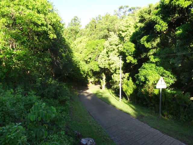 On rencontre une route très étroite qu'on suit sur une centaine de mètres