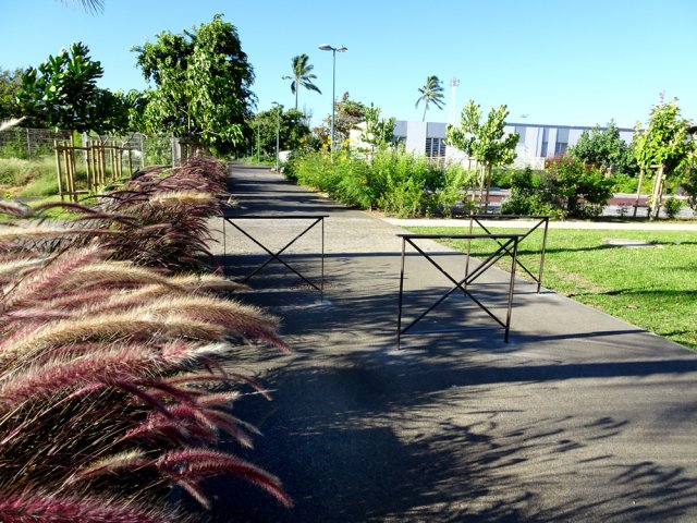 Début de l'allée ombragée près de la piscine municipale