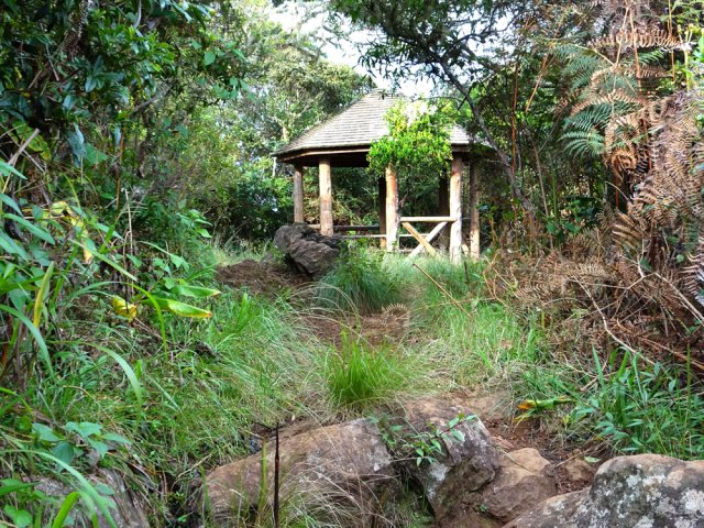 Le kiosque marque le début de la longue descente vers Bois de Nèfles