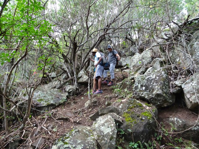 La descente est sportive et glissante