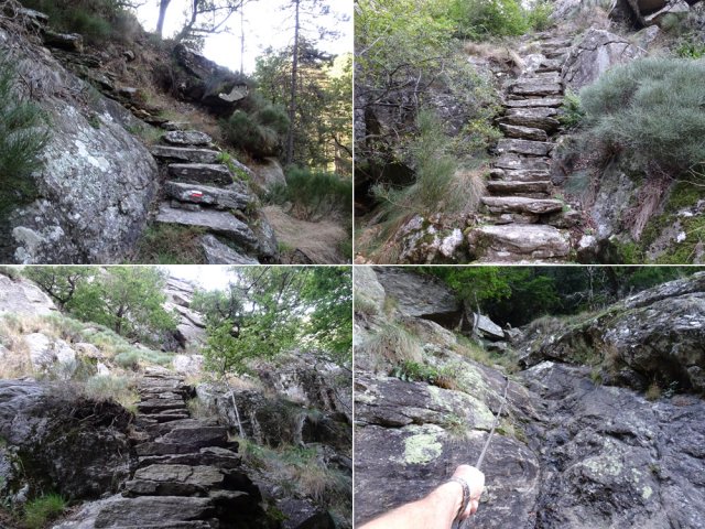 Les parties pentues avec marches en granit se multiplient